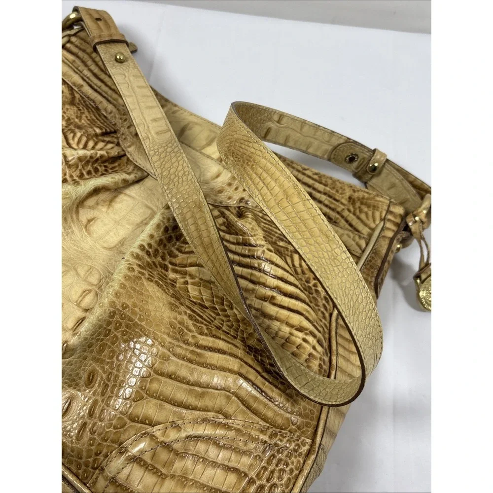 VTG Brahmin Sunburst Melbourne Croc Embossed Leather‎ Shoulder Hobo HandBag Y2K